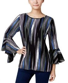 Vince Camuto Printed Bell-Sleeve Top at Amazon